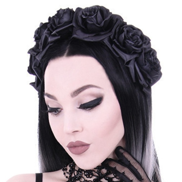 restyle Accessories - nwot black rose roses flower headband crown